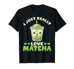 Matcha Green Bubble Tea Latte Boba Adoro davvero il Matcha Maglietta