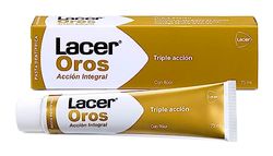 LACER OROS Pasta dentífrica 75 ml, proteção bucal integral, ação tripla, previne o sangramento, reduz a sensibilidade dental, proteção contra cáries, anti-séptico, anti-inflamatório, antioxidante