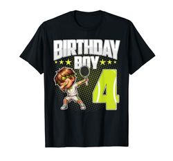 4º Cumpleaños Niño Tenis Dabbing 4 Años Niño Cumpleaños Camiseta