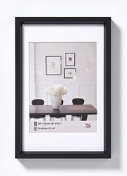 walther design Moldura para fotos preta 20 x 30 cm com passepartout, moldura de plástico Steel Style ES030B
