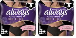 Always Discreet Boutique Incontinence Pants Women, Large, UK Dress Size 16-22, Black, Absorbency 6, 8 Underwear/Knickers, Heavy Bladder Leak Protection/Maternity Postpartum, Odour Neutraliser