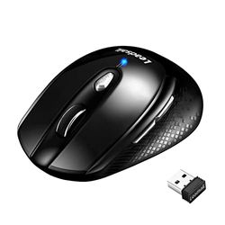 LeadsaiL Mouse Wireless, Mouse Ottico Mini Silenzioso con Clic Mute, Ergonomic Mouse Senza Fili 2,4G con Nano Ricevitore, 1600DPI Mouse - Nero