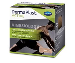 DermaPlast Active, kinesiotape, kinesiologie-tape, neuromusculaire bandage ter voorkoming en behandeling van sportblessures en spierspanning, beige (5 cm x 5 m)