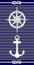 Miracle Home. Serviette Coton Egyptien Gouvernail Ancre 100% Coton égyptien 90 x 165 Bleu Marine 12037