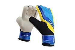Mitre Magnetite Luvas de guarda-redes prontas para festa, conforto extra, tamanho 10, preto/azul/amarelo