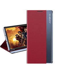 Custodia® Viewable Side Window Stand Function Flip Case Compatible for Xiaomi Redmi Note 8 Pro (Red)
