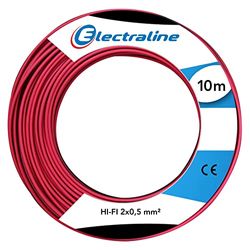 Electraline 60137015D - Bobina di filo Hi-Fi, 10 m, rosso/nero