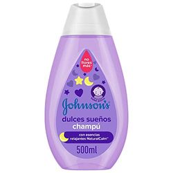 Johnson's Baby Champú Dulces Sueños con esencias relajantes NaturalCalm (500 ml), champú para niños y bebés activos, champú sin sulfatos ni parabenos hipoalergénico