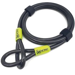 urban UR462L Cavo di Sicurezza per Bici Monopattino in Acciaio Flessibile Ø 10mm 200cm Antifurto Catena Doppio Anello per Fissare Lucchetto Ruote Sella Bicicletta Multifunzione Universale, Nero, L