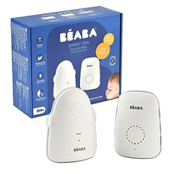Béaba, Babyphone/Ecoute Bébé, Talkie-Walkie, Fonction 0 Ondes, Mode Vox, Mode Nuit avec Veilleuse, Portée 300M, Autonomie 15H, Simply Zen Blanc