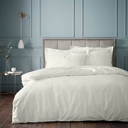 Bianca Fine Linens Bedding Parure de lit Simple en Coton égyptien 180 Fils avec Housse de Couette et taie d'oreiller Crème