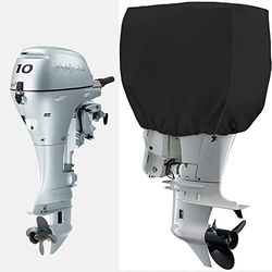 GaiRen Housse de Moteur Hors-Bord imperméable et résistante en Tissu Polyester épais jusqu'à 15 CV Noir