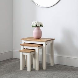 Julian Bowen Lot de 3 tables gigognes Coxmoor, blanc et chêne