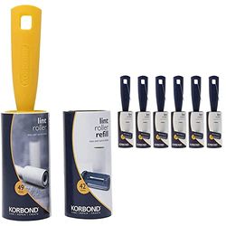 Korbond Lint Roller & Refill Set – One Lint Roller and One Large Replacement Head – 91 Sheets in Total - Suitable for ALL FABRIC TYPES & 5M Roller, 35 each, Blue