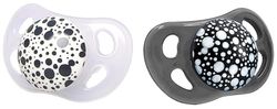 Twistshake Conjunto de 2 chupetes com étnico físico ortopédicos de silicone médico, chupetes em forma de ultramacio peito com orifícios de ventilação, para bebés 0-6 meses, sem BPA, preto / branco