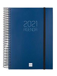 Finocam - Agenda 2021 1 Dag sida Spiral Opaque Blå Spanska - 175 x 212 mm