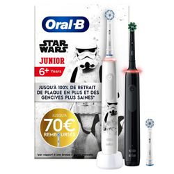 Oral-B Home Spazzolini Elettrici, Set di 2: 1 Spazzolino Elettrico Oral-B Pro 3 Nero E 1 Spazzolino Elettrico Oral-B Junior Star Wars