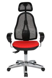 Topstar OP290UG21X Syncro Fotel Biurowy Obrotowy Open Point SY Deluxe z zagłówkiem/obiciem materiałowym, czerwone