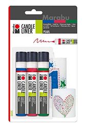 Marabu 1805000000084 Candle Liner Pearl - Cera Suave a Base de Agua (Resistente a la luz, Olor Neutro, Resistente a la Intemperie, 3 x 25 ml), Color Rojo y Verde