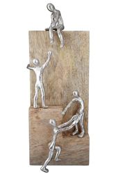 GILDE Decoratieve figuur sculptuur helping hand - aluminium mangohout - decoratie woonkamer - cadeau Kerstmis verjaardagscadeau - kleuren: natuurlijk zilver - hoogte 39 cm