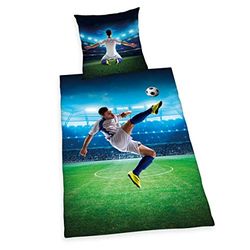 Herding Young Collection Conjunto de cama de futebol, algodão, verde, 135 x 200 cm