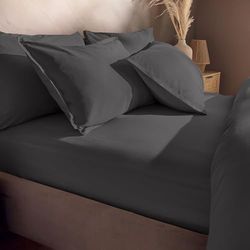 Silentnight Drap-Housse en Coton lavé Majoritaire – Drap-Housse Doux et élégant à l'aspect Lin – Coupe Profonde avec Coins élastiques – Tissu Respirant Lavable en Machine – Matelas pour lit Double –