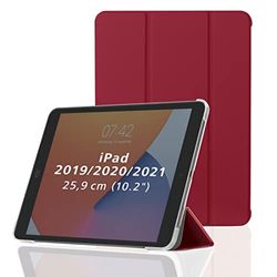 Hama Fodral för Apple iPad 2019/2020 10,2 tum (öppningsbart fodral för Apple Tablet 10,2 tum Gen. 7/8, skyddande skal med stativfunktion, transparent rygg, magnetiskt skydd) röd
