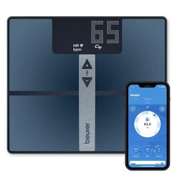 Beurer BF 980 Pèse-personne de diagnostic avec WIFI et Bluetooth, enregistrement de l'analyse et évaluation graphique des valeurs corporelles par application, mesure de la fréquence cardiaque