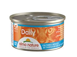 almo nature Daily - Cibo Umido Completo per Gatti Adulti - Mousse con Tonno E Merluzzo. 24 Lattine da 85G. - 2040 g