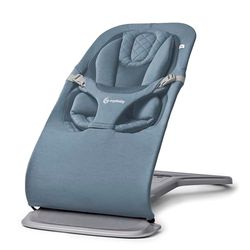 Ergobaby 3-in-1 Evolve Bouncer, Ergonomisch baby wipstoeltje voor pasgeborenen van geboorte tot peuter, babyschommel met inzetstuk voor pasgeborenen (2,5 kg - 13,2 kg), Oxford Blue