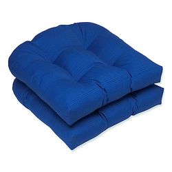 Pillow Perfect 502113 Outdoor Fresco Wicker Seat Cushion in Navy - Set of 2 - Navy