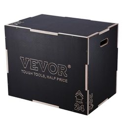 VEVOR 3-in-1 plyometrische springbox, houten plyo-box, platform en springende behendigheidsdoos, antislip fitnessoefening, Step Up Box voor thuissportschool, conditionering krachttraining, 76 x 60 x