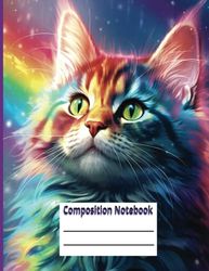 Cat Composition Notebook: Wide Ruled 8.5 x 11 inches, 100 Pages: For Kids , Adults, Man , Woman , Cats Lovers