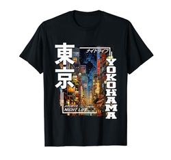 Yokohama City Retro Japón Estética Calles de Yokohama Camiseta