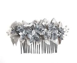 Peineta Sposa Ornamento Fiori d'argento per capelli-Fiori Porcellana porcellana porcellana fredda accessori per capelli-pettine per capelli