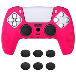 eXtremeRate PlayVital 3D Studded Edition Anti-Slip Silicone Cover Skin for ps5 Controller, Soft Rubber Case Protector for ps5 Wireless Controller with Thumb Grip Caps - Bright Pink