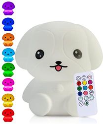 Kadoing® Night Light Puppy (Large) - with Touch Function and Remote Control - Rechargeable - Night Light for Children - Gift and Toy - LED lamp for Children's Room