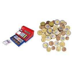 Learning Resources Pretend & Play Calculadora Caja registradora con Euro Play Money & LSP0026-EUR - Set Monedas Euro (Surtido: Modelos aleatorios)