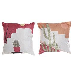 DKD Home Decor Cuscino Bianco Poliestere Cactus (2 pezzi) (45 x 10 x 45 cm)