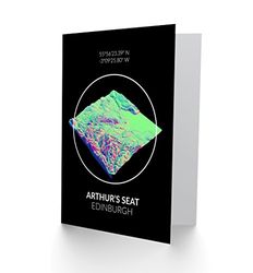 Wee Blue Coo Arthurs Seat Edinburgh Scotland Topography Mountain Greetings Card