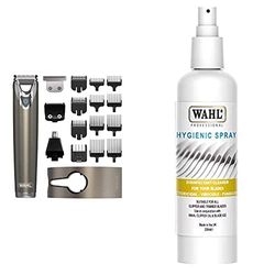 Wahl Stainless Steel 9 in 1 Multigroomer, Beard and Stubble Trimmer & Hygienic Clipper Spray, Suitable for All Clipper and Trimmer Blades, Cleaning Sprays, Disinfectant Cleaner
