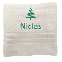 Asciugamano personalizzato con nome splendidamente ricamato Asciugamano da bagno Asciugamano in cotone 100% Asciugamano da bagno con nome (100 x 50 cm, Albero di Natale)