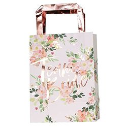 Ginger Ray Paquete de 5 bolsas laminadas de oro rosa para despedida de soltera floral