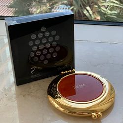 Jäneke Miroir de Poche Rond (Couleur Or/Tortue)