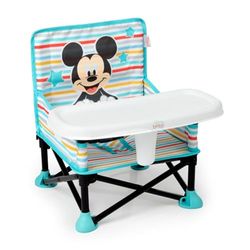 Bright Starts, Elevador Portátil Pop 'N Sit Disney Mickey Mouse, Uso Interior y Exterior, Asiento de Suelo con Bandeja para Comer, 6 Meses a 3 Años