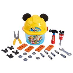 Just Play 38575 Disney Junior Speelset, met emmer en veiligheidshelm, deksel met Mickey Mouse-oren, 25 accessoires, vanaf 3 jaar, meerkleurig