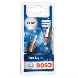 Bosch P21W Pure Light lampadine auto A incandescenza, 12 V 21 W BA15s, x2, Argento