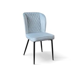 KONTE.DESIGN Set di 4 sedie SOHO in velluto azzurro e gambe in metallo antracite