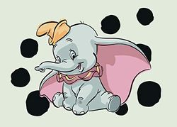 Disney-wandafbeelding van Komar | Dumbo Dots Landschap | Kinderkamer, Babykamer, Decoratie Kunstdruk | Afmetingen 70x50 cm (breedte x hoogte) | zonder lijst | WB027-70x50