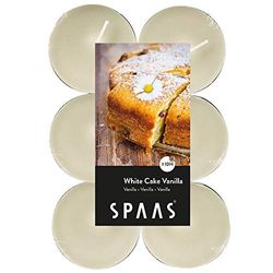 Spaas 12 Scented Maxi Tealights, 10 Hours, White Cake Vanilla